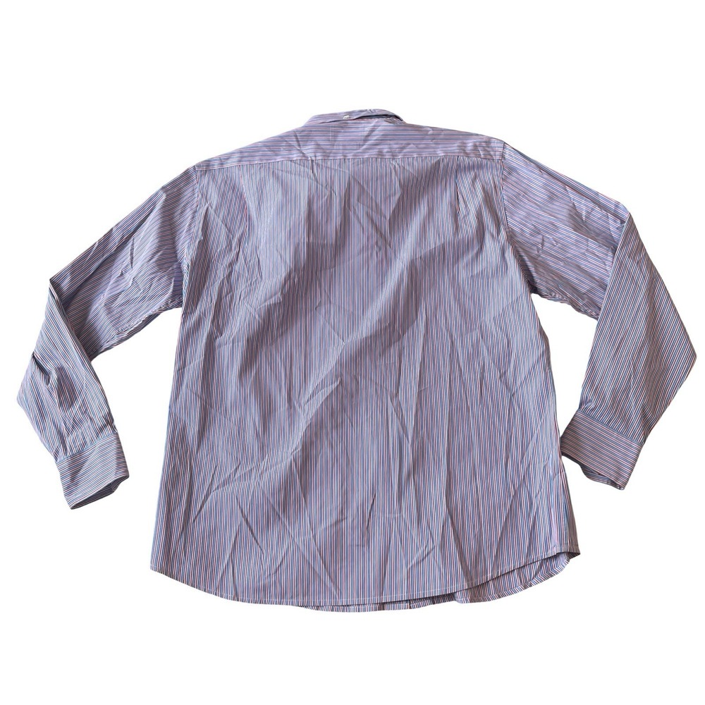 Faconnable Men's Size XL Trend Dress Shirt Red Blue White Stripe 100% Cotton - Picture 2 of 8